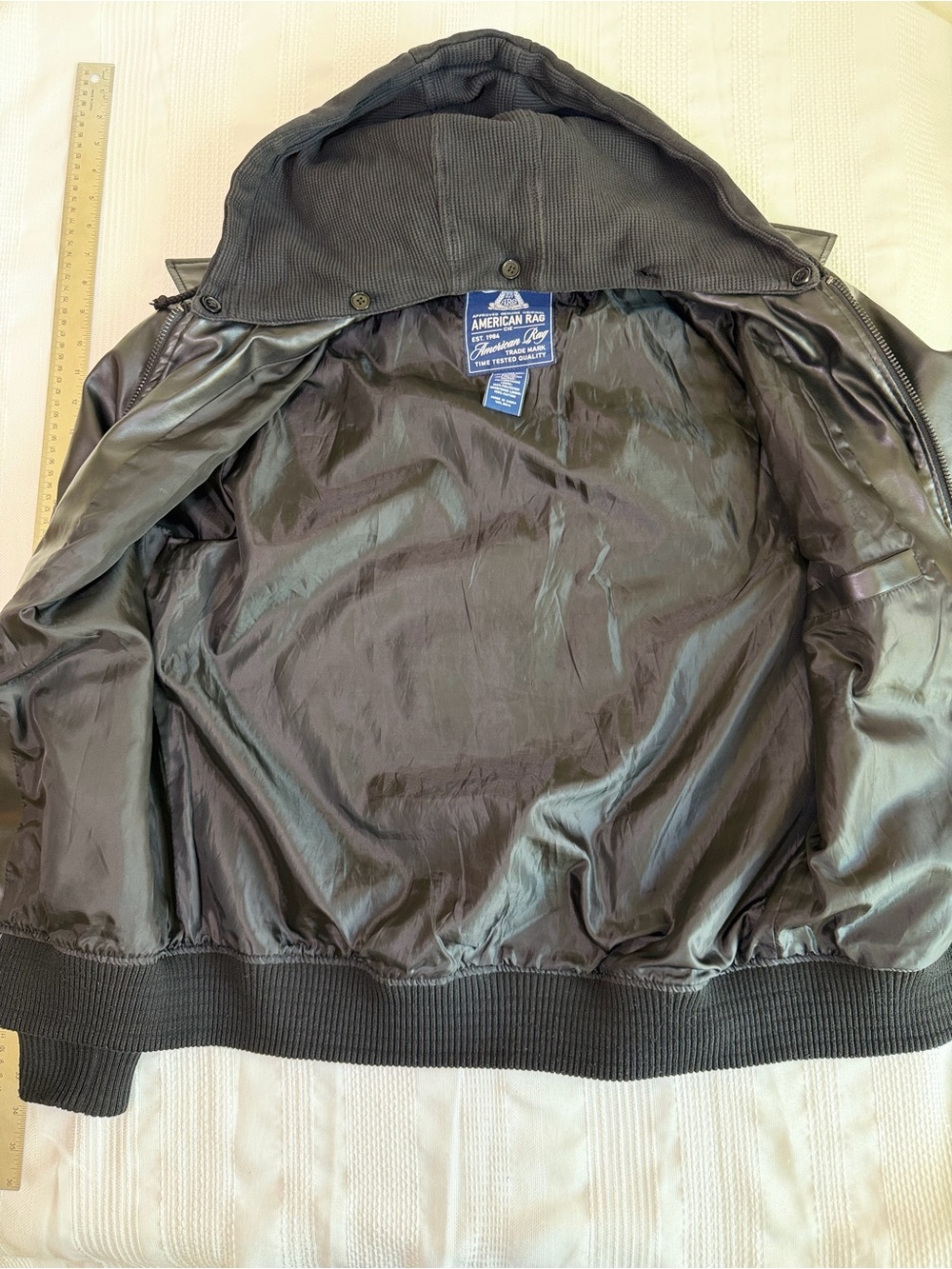 American Rag Men’s Black Hooded Bomber Jacket Size M
